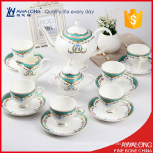 Tipo de material europeu da porcelana do jogo do chá do costume 15pcs com decalque da flor